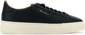 Santoni Navy Blue Leather Sneakers