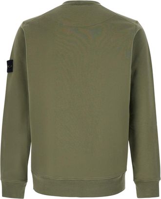 Stone Island Mens Crewneck Sweatshirt Green Cotton Sweatshirts Sweater