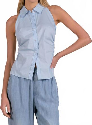 Elan Sleeveless Collar Top In Light Blue
