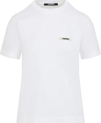 Jacquemus Gros Grain T-shirt met korte mouwen - Dames - T-shirts - Wit - S - Katoen - Tops