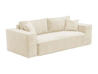 Vente-Unique Divano Letto 3 Posti A Ribalta In Velluto A Coste Beige Letto 140 Cm Materasso 13 Cm Con Memory Foam - Amelia