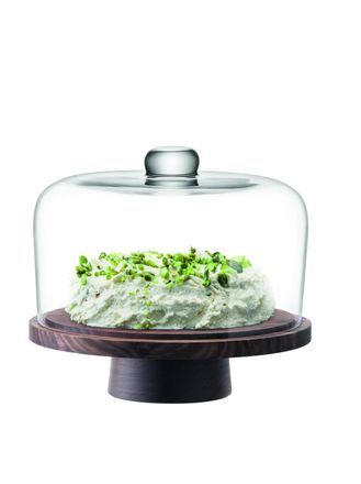 LSA International Mundgeblasene Servierglocke City mit Nussbaum-Stand &oslash; 26 cm