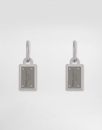 Dolce & Gabbana Earrings With Logo Tag - Man Bijoux Silver Metal Onesize