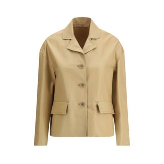 Salvatore Santoro Elegante Leren Jas met Inkeping Revers - Dames - Zomerjassen - Bruin - S - Jassen