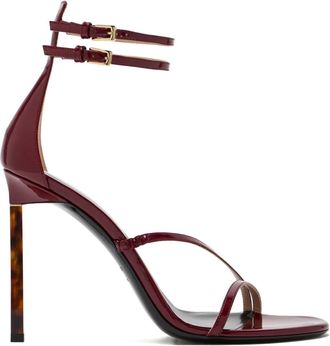 Tom Ford 110mm double-buckle tortoiseshell-heel sandals - women - Leather/Patent Leather/Leather - 41.5 - Red