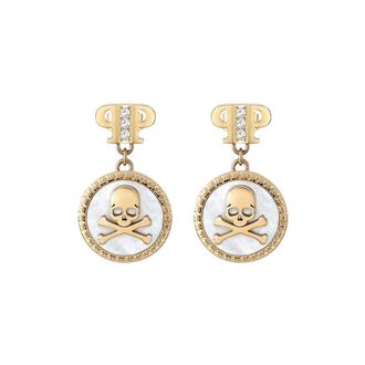 Philipp Plein Mini Logo Oorbellen - Dames - Oorbellen - Geel - ONE Size - Accessoires