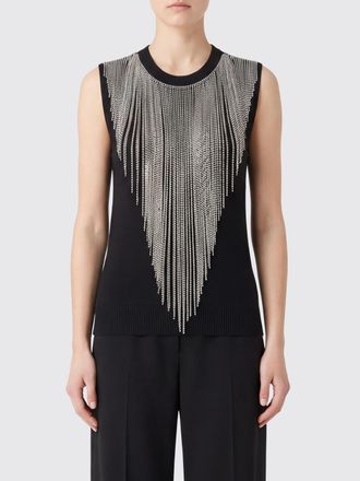Sportmax Top da sera senza maniche in lana vergine con frange gioiello