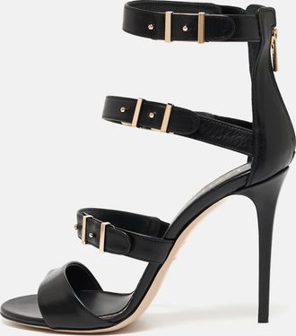 Le Silla Black Leather Minerva Strappy Sandals