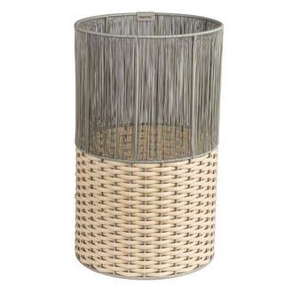 Happimess Harper Modern 2-Tone Faux Wicker Cylinder Waste Basket in Gray/cream at Nordstrom