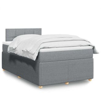 vidaXL Cama Box Spring Con Colch&oacute;n Tela Gris Claro 120x190 Cm Vidaxl