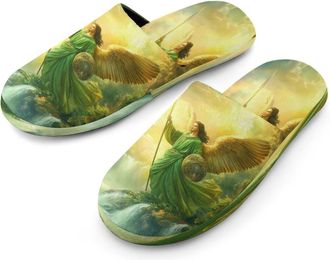 Generic Archangel Gabriel Mens Flannel Slipper Soft Comfy House Shoes Non Slip Winter Warm Indoor Outdoor Slippers