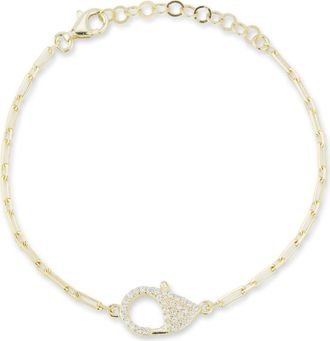 Sphera Milano Pav&eacute; Cubic Zirconia Clasp Chain Bracelet in Gold at Nordstrom Rack