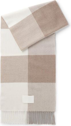 BOSS Fringed scarf in Glen plaid wool