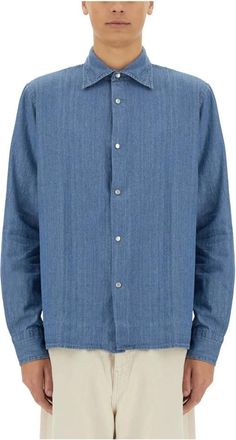 Aspesi Casual Shirts - Heren - Spijkeroverhemden - Blauw - 2XL - Overhemden