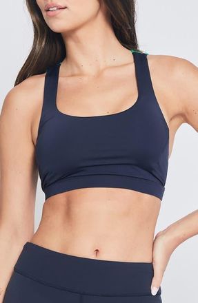 L'Etoile SPORTS BRA in Navy W/Green Trim at Nordstrom, Size Xx-Small