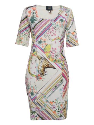 Cavalli floral-print striped dress - Pink
