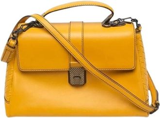 Bottega Veneta Pre-owned Vintage Satchel - Dames - Pre-owned - Geel - Maat: ONE Size Leer