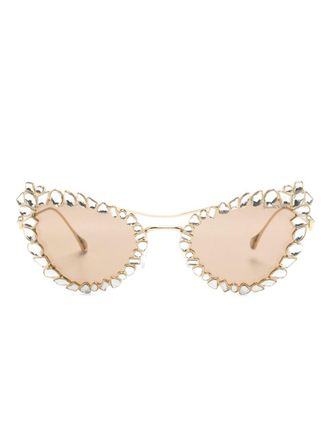 Swarovski Occhiali da sole cat-eye con decorazione - Oro