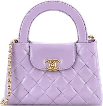 Chanel Kelly Top Handle Shopping Bag Quilted Shiny Aged Calfskin Mini satchel - Paars