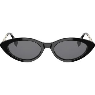 Fendi graphy 51mm Cat Eye Sunglasses in Shiny Black /Smoke at Nordstrom