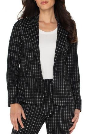 Liverpool L.A. Windowpane Check Fitted One-Button Blazer in Black/White Windowpane Check at Nordstrom Rack, Size X-Small