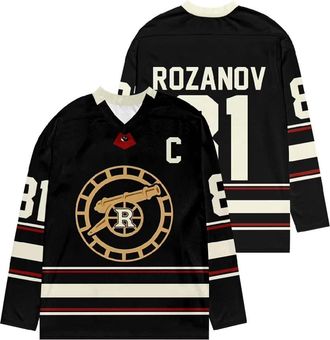 Generic Heated Rivalry Merch Rozanov 81 Hockey Black Jersey - Unisex V-Neck Long Sleeve Pullover Sports Streetwear Top for TV Series Fans (81,6XL)