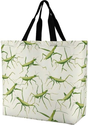 Generic Mantis Pattern Reusable Shopping Bags Large Capacity Grocery Bag Heavy Duty Tote for Women 40x40x16cm