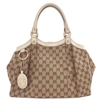 Gucci Sukey Brown Canvas Tote Bag (Pre-Owned)