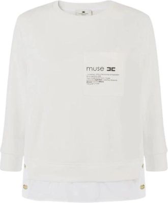 Elisabetta Franchi Cropped Sweatshirt - Dames - Sweatshirts - Wit - XS - Katoen - Hoodies & sweatvesten