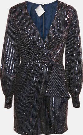 Ingie Paris Navy Blue Sequin V-Neck Mini Dress