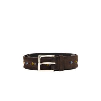 Orciani Belts, male, Brown, Size: 105 CM Cintura in pelle scamosciata con ricami