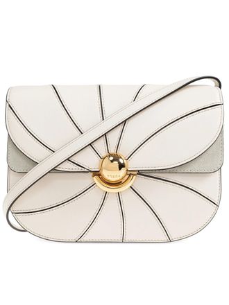 Furla Sfera S White Leather Curved Flap Bag