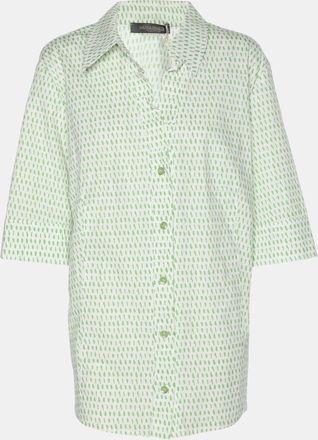 Marina Rinaldi Green Stretch Cotton Spot Print 3/4 Sleeve Shirt