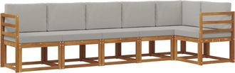 vidaXL Conjunto De Sof&aacute;s De Exterior 6 Uds. Natural Y Gris Claro Vidaxl
