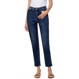 Flying Monkey Super High Rise Mom Jeans In Dark Indigo