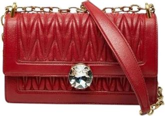 Miu Miu Pre-owned Cross Body Bags, female, Red, Size: ONE SIZE Pre-owned Solitare Matelasse Leather Shoulder Bag