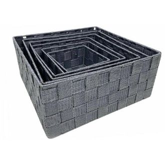 Trade Shop Trade Shop - 6pz Scatola In Tessuto Contenitori Organizer Bagno Armadio Cassetti Grigio 79151