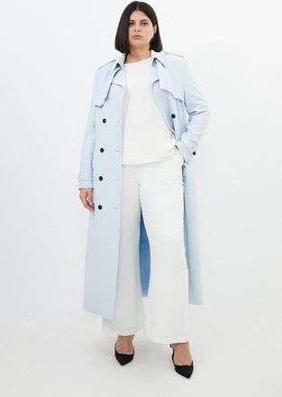 Karen Millen Plus Size Compact Stretch Tailored Belted Trench Coat