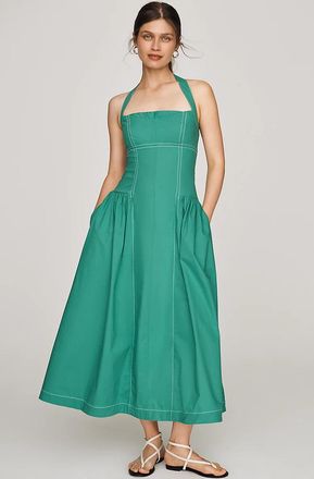 Maeve Poplin Halter Midi Dress