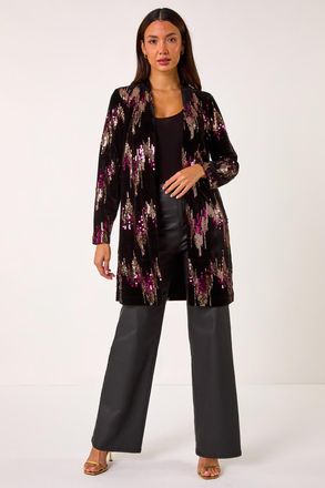Roman Sequin Velvet Longline Jacket