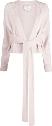SA SU PHI tied-waist wool-cashmere cardigan - women - Cashmere/Wool - 38 - Pink