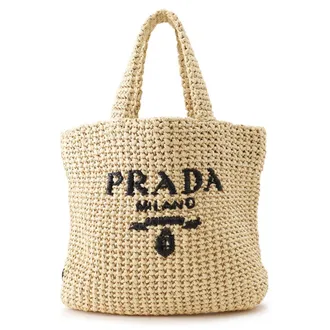 Prada Beige Raffia Handbag Tote Bag (Pre-Owned)