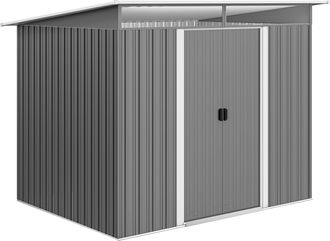OEM Cobertizo De Jard&iacute;n Exterior 4,5 M&sup2; 260x194x200 Cm Con Paneles Frontales Transparentes Y 2 Puertas Corredizas Gris