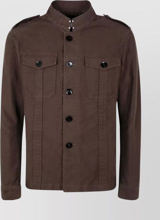 Tom Ford stand collar cotton satin outershirt