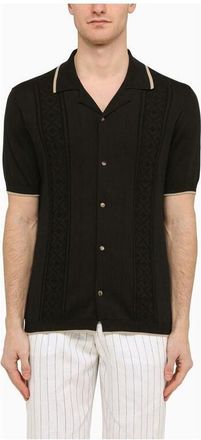 Brunello Cucinelli Black Knit Short-Sleeve Cardigan, Brand Size 54 (US Size 44)