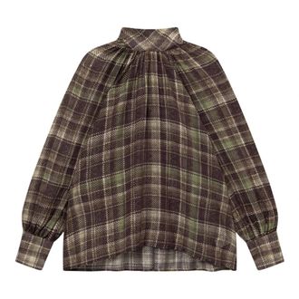 SoSUE Antonia Strik Blouse - Dames - Blouses & Shirts - Bruin - Maat: Xs/S Poliester