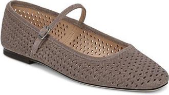 Veronica Beard Ellie Perforated Mary Jane Ballet Flat in Bark Suede at Nordstrom, Size 9.5