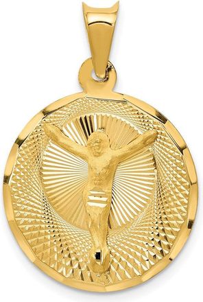 Diamond2Deal 14k Yellow Gold Polished Diamond-cut Corpus Circle Pendant