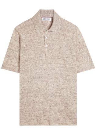 Brunello Cucinelli Linen and Cotton-blend Polo Shirt - Beige - 50 (IT50 / L)