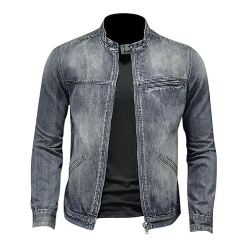 Veste en jean Homme longue slim Mode D'automne Vêtement Masculin Bleu